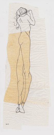 Claire Marsh, 2013, hunter sketch 1, indian ink on sewing paper